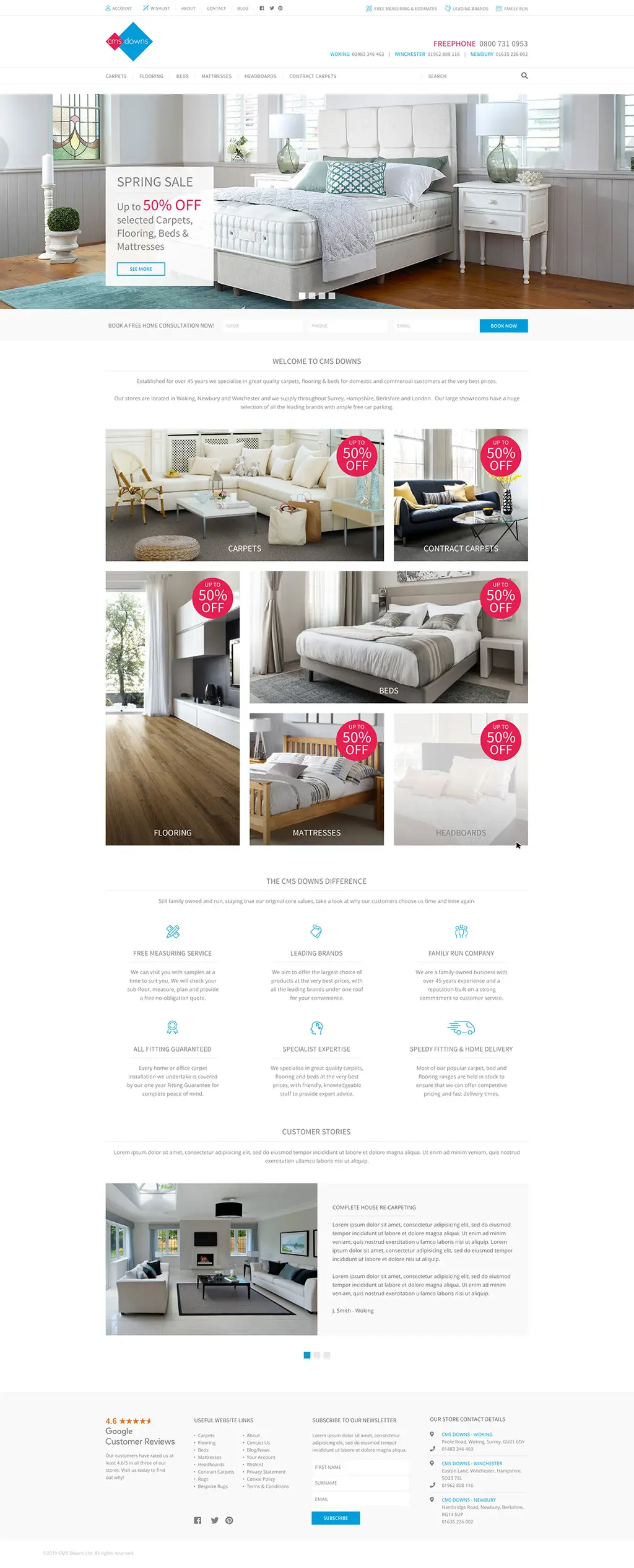 Screenshot of ecommerce homepage built in Oxford