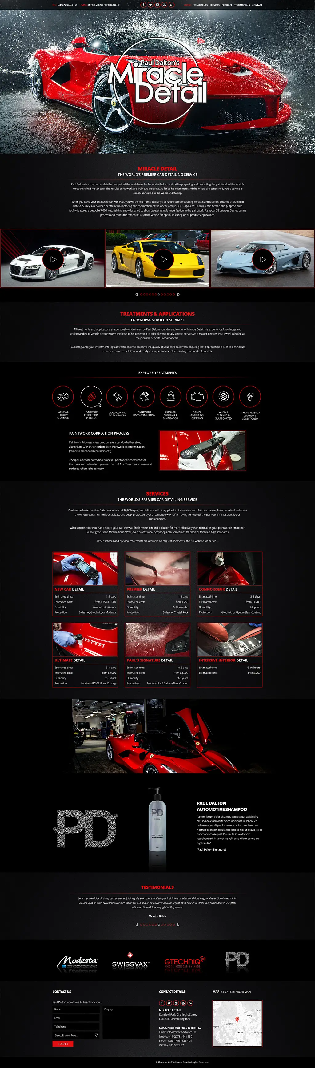 Screenshot of car wash and detailing online store designed in Warwick