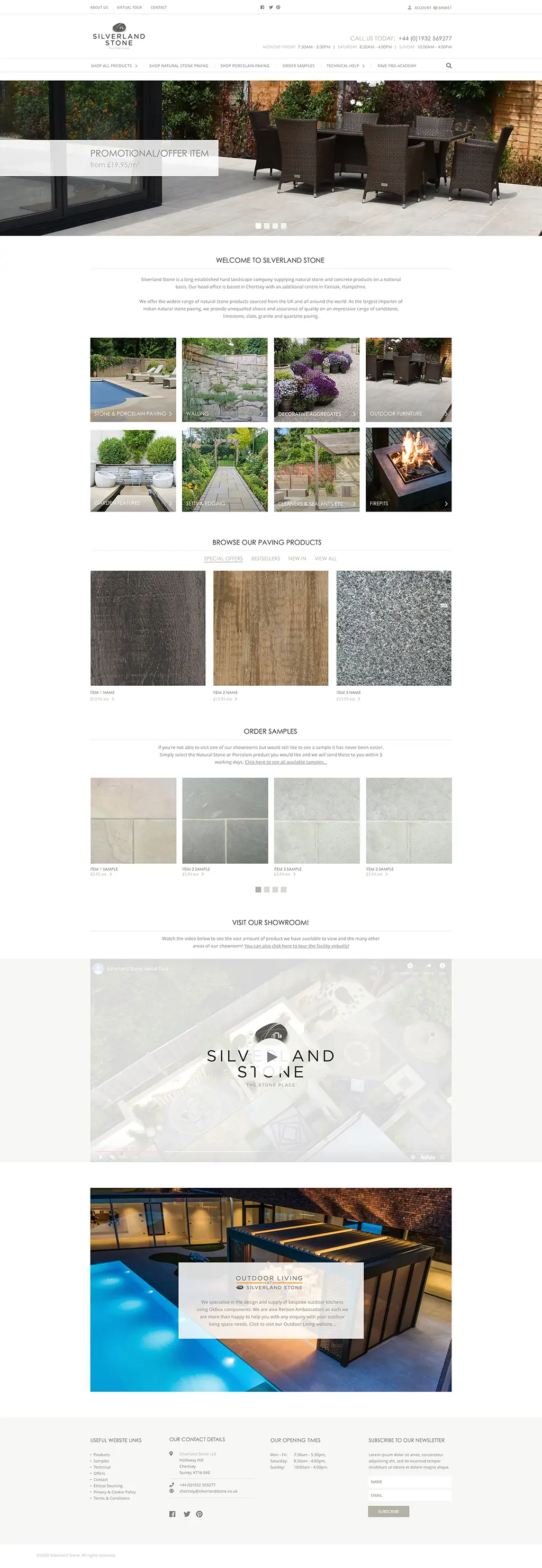 Screenshot of paving supplier homepage made in Oxfordshire