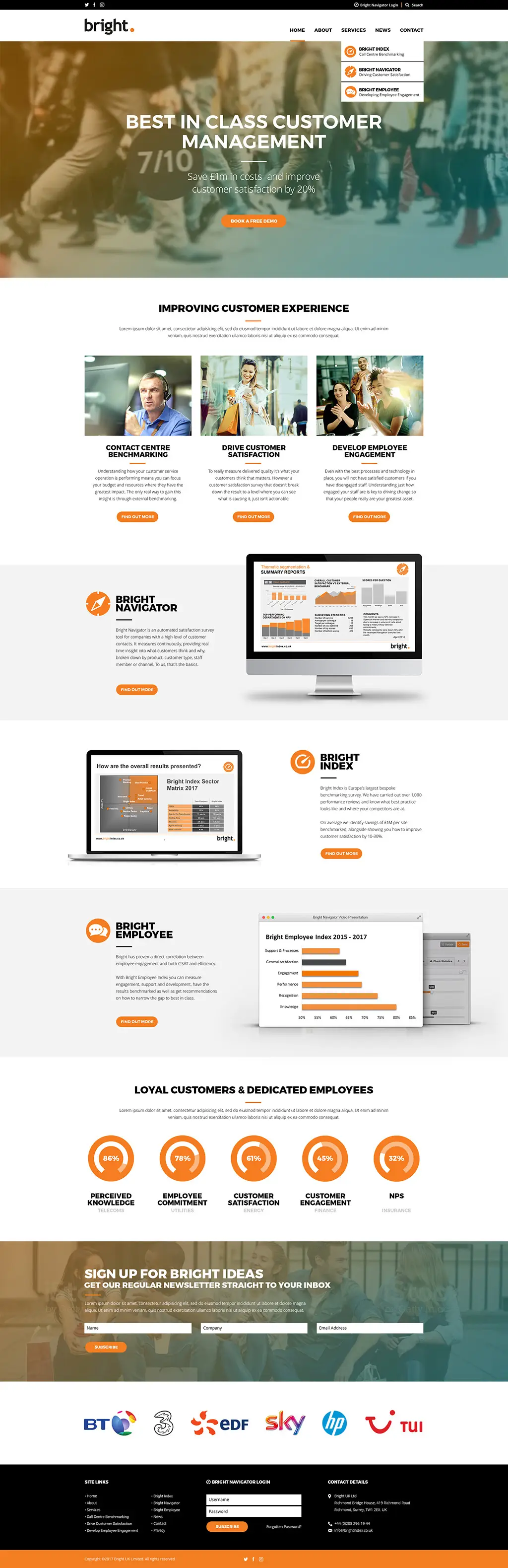 Screenshot of sleek homepage for software firm designed in Leamington Spa